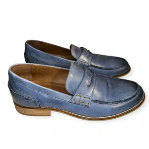 Girotti MEN`S BLUE PENNY LEATHER LOAFERS size 42